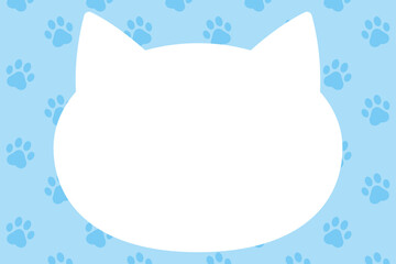 猫のかわいいフレームイラスト（ブルー）