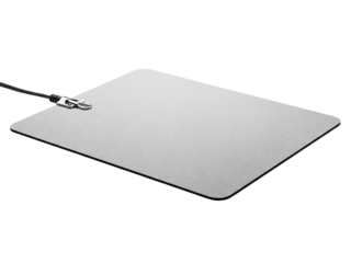 Anti-static grounding mat with a cord for electronics repair on a transparent background