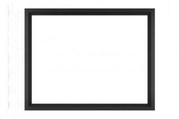 Sleek black rectangular picture frame serving as a clean border for content, showcasing a transparent alpha channel backdrop