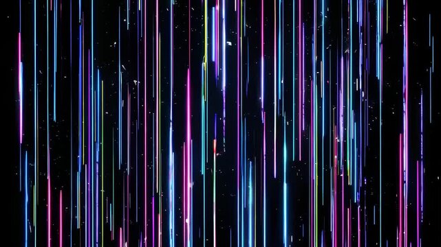 A dark background showcases colorful glowing lines, giving an abstract, futuristic, and dynamic impression