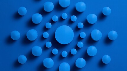 Blue Circular Shapes in Artistic Arrangement Design