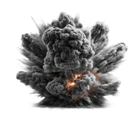 Explosive blast event industrial site visual content dramatic scene isolated on transparent background