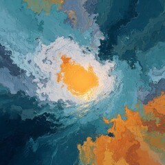 Abstract Swirling Colors Illustrate Bright Sunburst