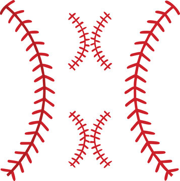 Baseball stitching detail close up six red seams pattern sport game Americana