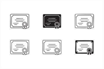 Obraz premium Certificate and diploma icon set representing education and achievement concept
