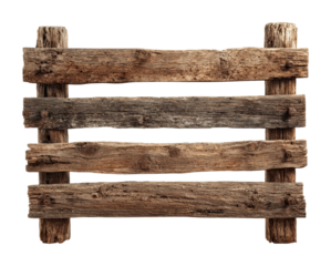 Rustic wooden fence panels natural environment isolated on transparent background