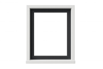 Fototapeta premium Modern residential window frame and sill isolated on transparent background, showing empty architectural feature