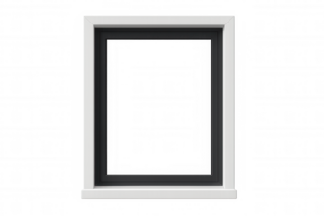 Modern residential window frame and sill isolated on transparent background, showing empty architectural feature