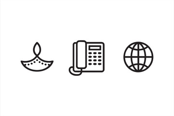 Communication and global connection icon set for technology and business themes