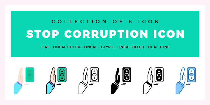 Pack of 6 Vector Stop Corruption icon