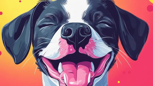 Cheerful dog illustration on colorful background for playful design