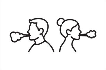 Man and woman breathing in cold air vector for seasonal lifestyle design