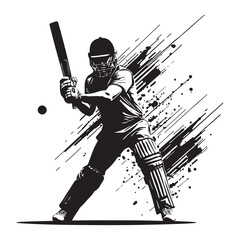 Silhouettes of cricket player batsman logo vector silhouette, playing cricket logo icon design vector, cricket player logo playing short, silhouette of cricket player on an isolated white background.