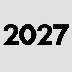 Bold Geometric Font 2027 Year Text with a Unique Oval Zero on Light Gray Background vector illustration