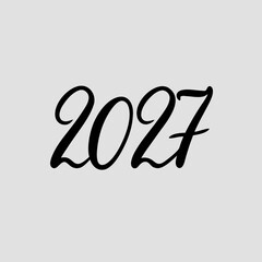 Black Cursive Number 2027 on Light Gray Background Keywords: 2027, year, number, typography, font, text, lettering, black, gray, light gray, background, cursive, script, elegant, classic