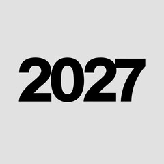 Bold Black Number 2027 in Sans- Serif Font on Light Gray Background Keywords: 2027, year, number, typography, font, text, lettering, black, gray, light gray, background, bold, sans-serif, modern