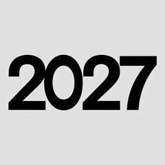 Bold black numeral 2027 displayed horizontally against a light gray background year future