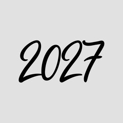 Elegant black script font year 2027 displayed on a light gray background new year future
