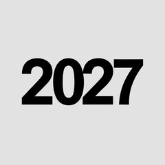 Simple black numeral 2027 in a prominent sans-serif font on a plain light gray background year future