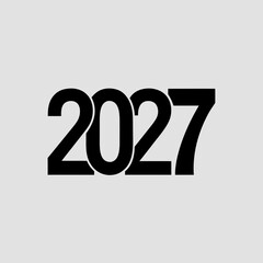 Overlapping black numerals 2027 creating a layered effect on a light gray background year future