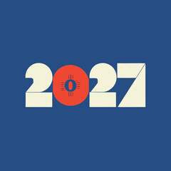 Contemporary Typographic Design of the Year 2027 with Red and Cream Geometric Elements typography