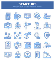 Collection of 25 Startup Icons. Business. Marketing. Finance. and E-commerce