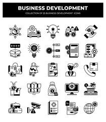 Collection of 25 Business Development Icons: Boost Your Business Growth