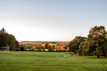 Wide view of autumn landscape.