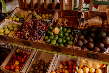 Fresh fruit at an organic farmers market