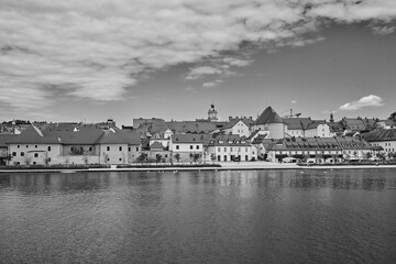 Fototapeta premium City of Ptuj, Slovenia, black and white photo.