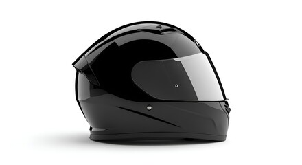 Fototapeta premium A single black motorcycle helmet, placed on clean white background