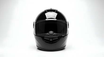 Fototapeta premium A single black motorcycle helmet, centered on white background