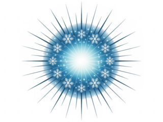 Radiant Snowflake Burst on transparent background Black Background - Winter Wonder