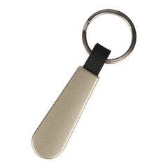 Sleek Metal Keychain With Gold Tag And Black Strap png background
