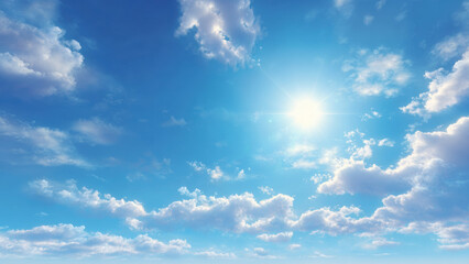 Obraz premium Radiant Sunlight Piercing Through Cloudy Blue Sky