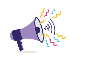 Announcing exciting news with a megaphone and colorful confetti for a festive celebration.