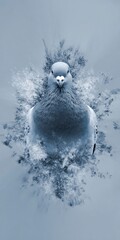 Obraz premium Blue and Gray Pigeon Surrounded by Soft Smoke