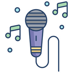 mic linear color icon design