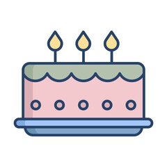 birthday cake linear color icon design