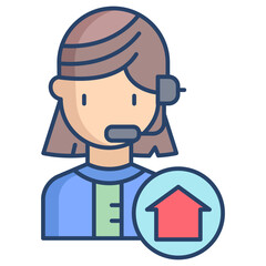woman customer care linear color icon design