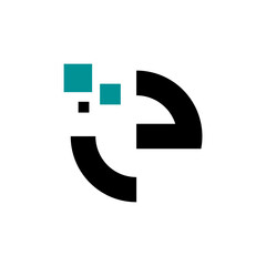Abstract Technology Data Logo with Quadrants and Squares