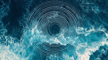 Abstract Waves with Circular Patterns in Blue Water