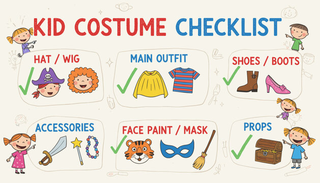 Kids costume checklist for imaginative play parties and Halloween dressup fun