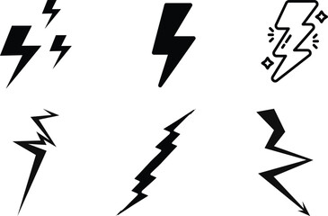 lightning bolt icon Lightning bolt vector icon set, black lightning icon designs on white background.Lightning bolt icons set. Power energy icon sign in filled, thin, line, outline