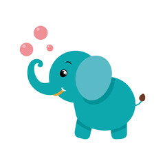a happy elephant blowing bubbles  vector of a illustration,