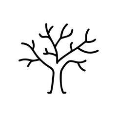 Naklejka premium Outline of a bare tree without leaves on a white background 