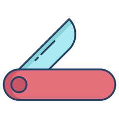 folding knife linear color icon design