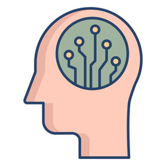 artificial brain linear color icon design