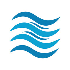 Simple flat colour style vector art of stacked wave lines symbolizing water flow.