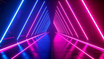 Neon Triangle Tunnel - A Futuristic Journey Through Light and Color.